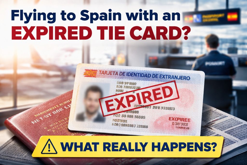 Flying in and out of Spain with an expired TIE card. What the rules are.